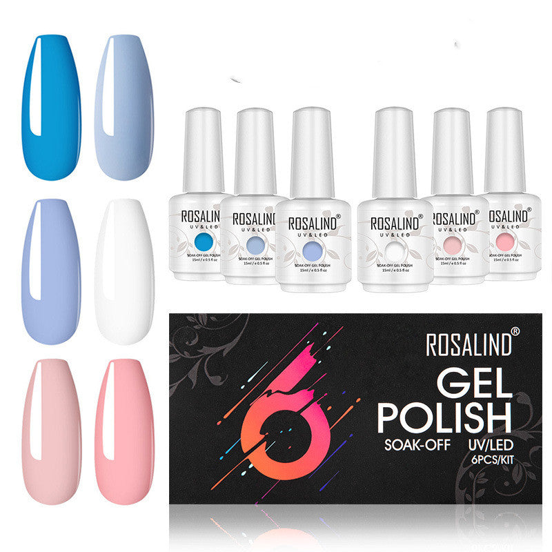 Rosalind Japanese Style Nail Polish Set, Plant Phototherapy Glue, UV Nail Polish Gel 6 Pcs