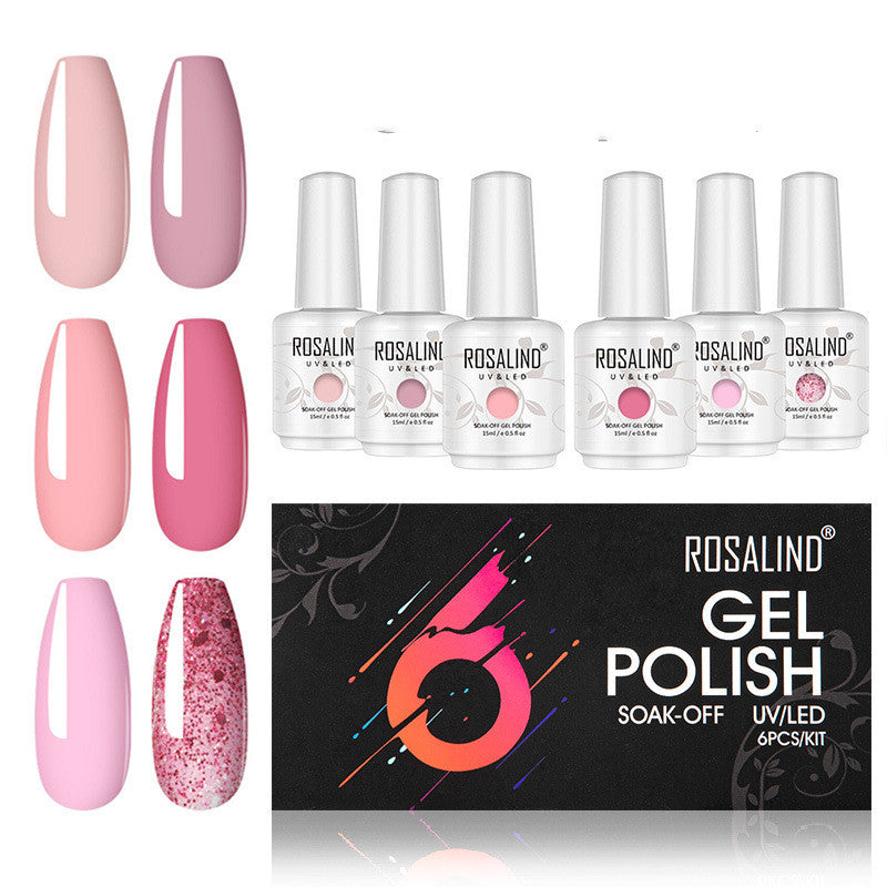 Rosalind Japanese Style Nail Polish Set, Plant Phototherapy Glue, UV Nail Polish Gel 6 Pcs