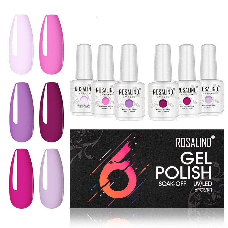 Rosalind Japanese Style Nail Polish Set, Plant Phototherapy Glue, UV Nail Polish Gel 6 Pcs