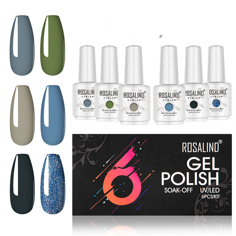Rosalind Japanese Style Nail Polish Set, Plant Phototherapy Glue, UV Nail Polish Gel 6 Pcs