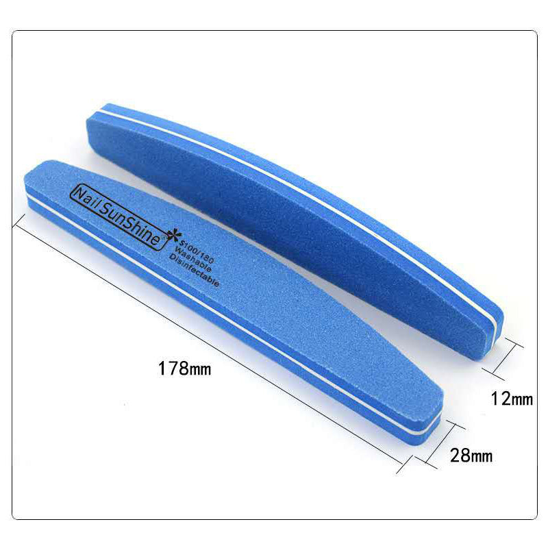 Nail Sunshine File Good Quality Moon-Shaped High Elastic Sponge Rubbing Waterproof Nail File Nail Polish Strip Double-Sided Manicure File Strip