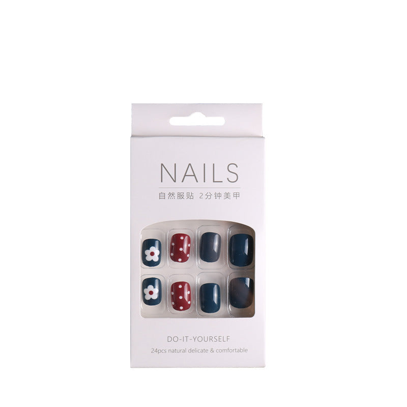 Wearing Nail Powder Skin Color French Manicure Classic Short French Fake Nail Patch Naked Powder Simple 24 Pieces Box