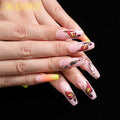 Snail Simple Yellow Gradient Fake Nails Yellow Ballet Shoes Shape Manicure Nail Nail Piece Box
