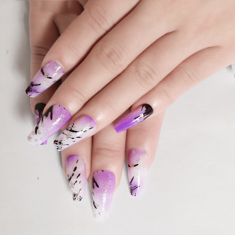 Ballet Coffin False Nail Dream Purple Teng Halo Nail Dye Manicure Kit False Nail