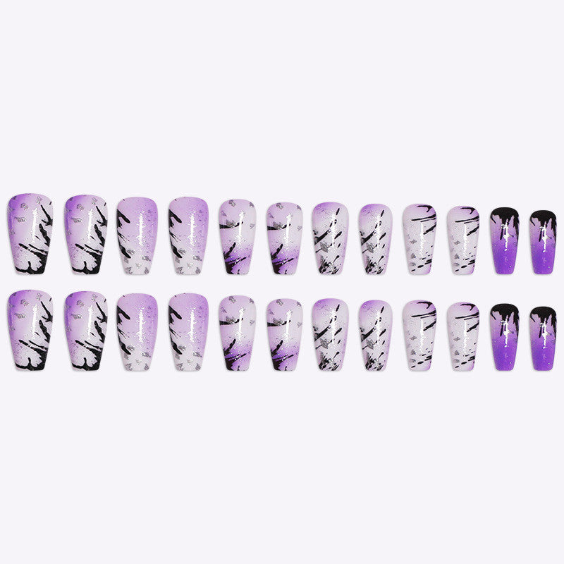 Ballet Coffin False Nail Dream Purple Teng Halo Nail Dye Manicure Kit False Nail