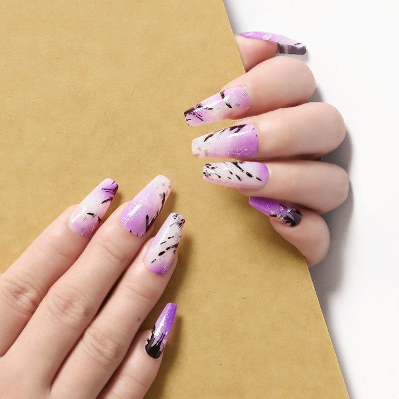 Ballet Coffin False Nail Dream Purple Teng Halo Nail Dye Manicure Kit False Nail