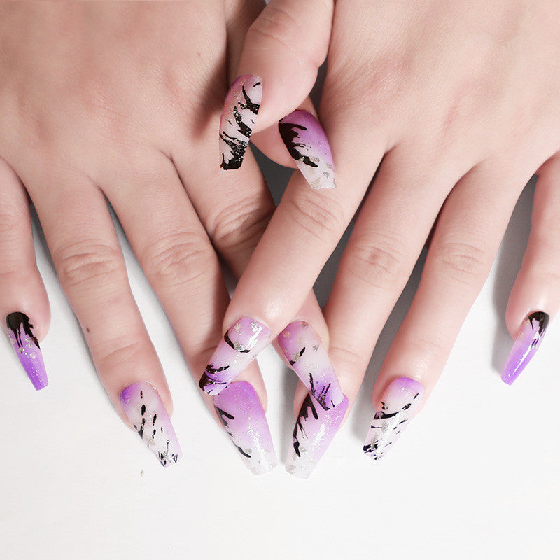 Ballet Coffin False Nail Dream Purple Teng Halo Nail Dye Manicure Kit False Nail