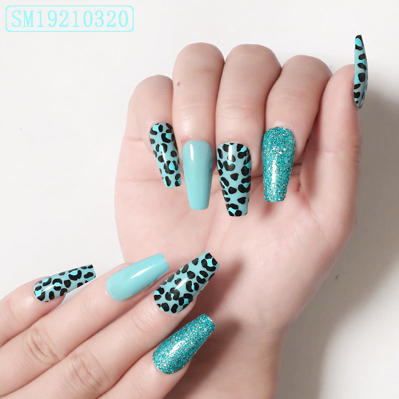 Snail Boxed Nail Art New Finished Nail Piece French Leopard Print Ballet Fake Nail Patch Nail Removable Wearable