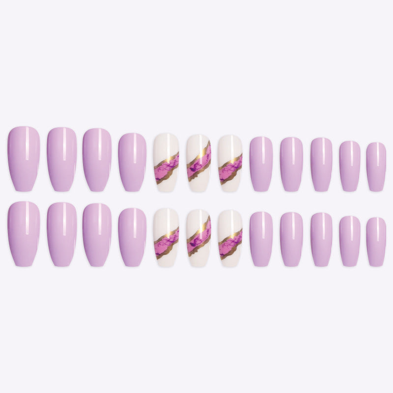 Snail Long Wearing Nail Dark Blue Nail Patch, Trapezoidal False Nails