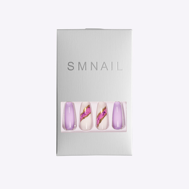 Snail Long Wearing Nail Dark Blue Nail Patch, Trapezoidal False Nails