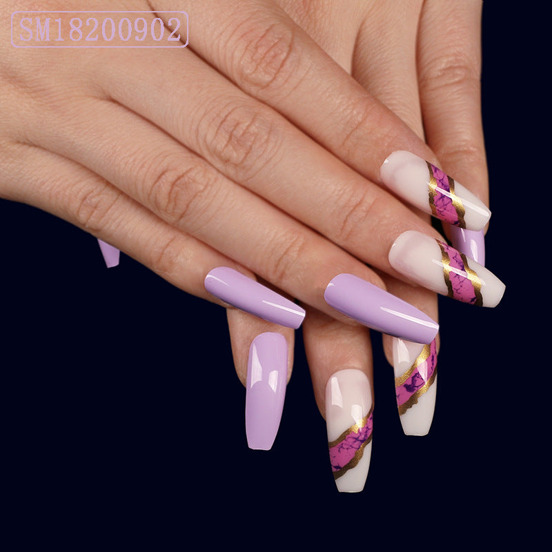 Snail Long Wearing Nail Dark Blue Nail Patch, Trapezoidal False Nails