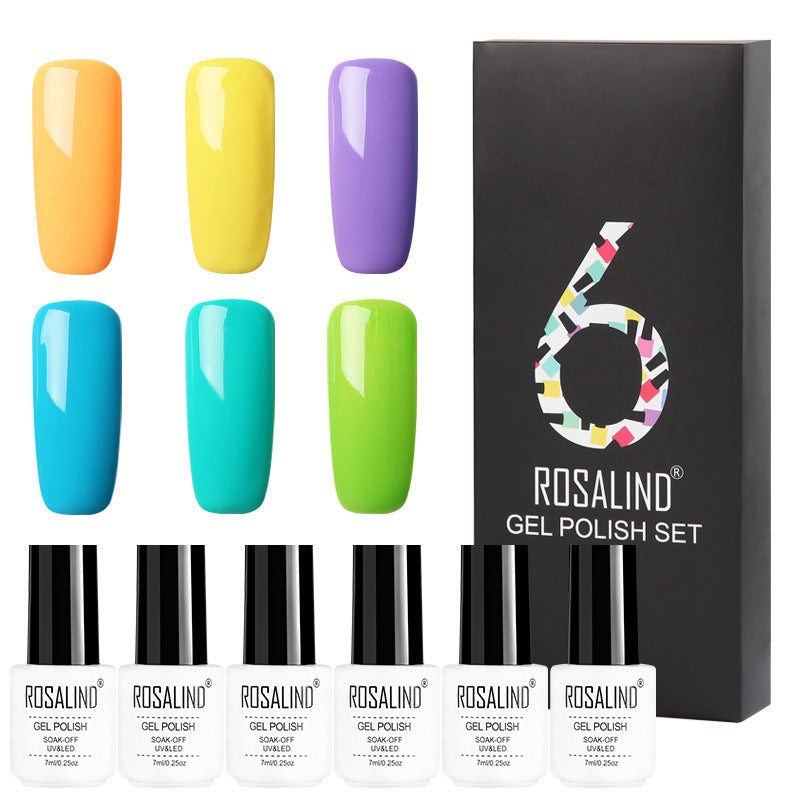 Rosalind 6 Colors Set Solid Color Gel Polish Set Nail Polish Gift Box Manicure