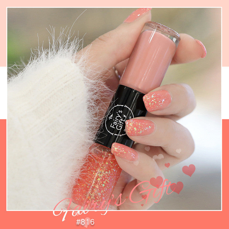 Fairy's Gifts Nail Polish Set Two-Color With Quick-Drying Sequined Nail Polish Free Baking Non-Peelable Transparent Nail Polish