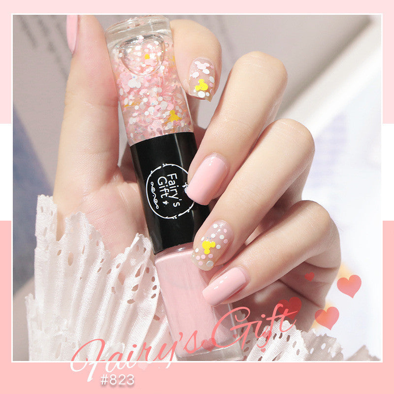 Fairy's Gifts Nail Polish Set Two-Color With Quick-Drying Sequined Nail Polish Free Baking Non-Peelable Transparent Nail Polish