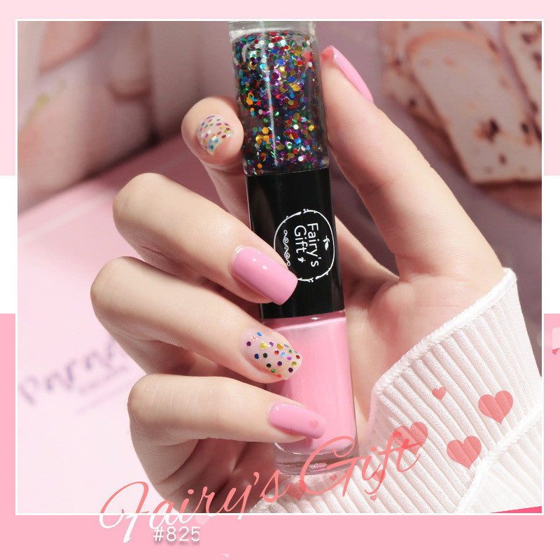 Fairy's Gifts Nail Polish Set Two-Color With Quick-Drying Sequined Nail Polish Free Baking Non-Peelable Transparent Nail Polish