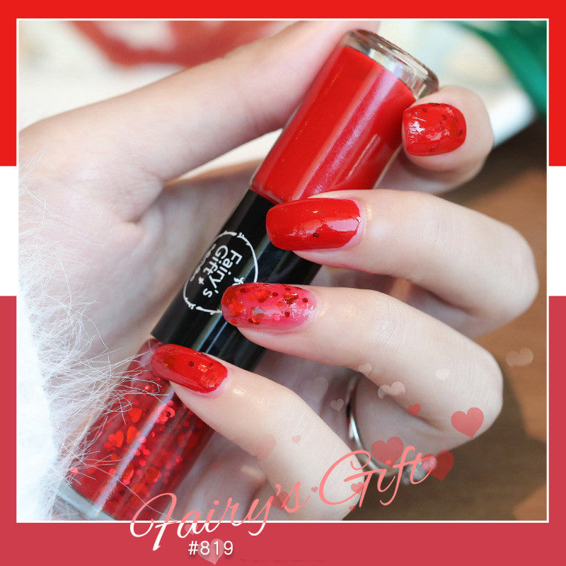 Fairy's Gifts Nail Polish Set Two-Color With Quick-Drying Sequined Nail Polish Free Baking Non-Peelable Transparent Nail Polish