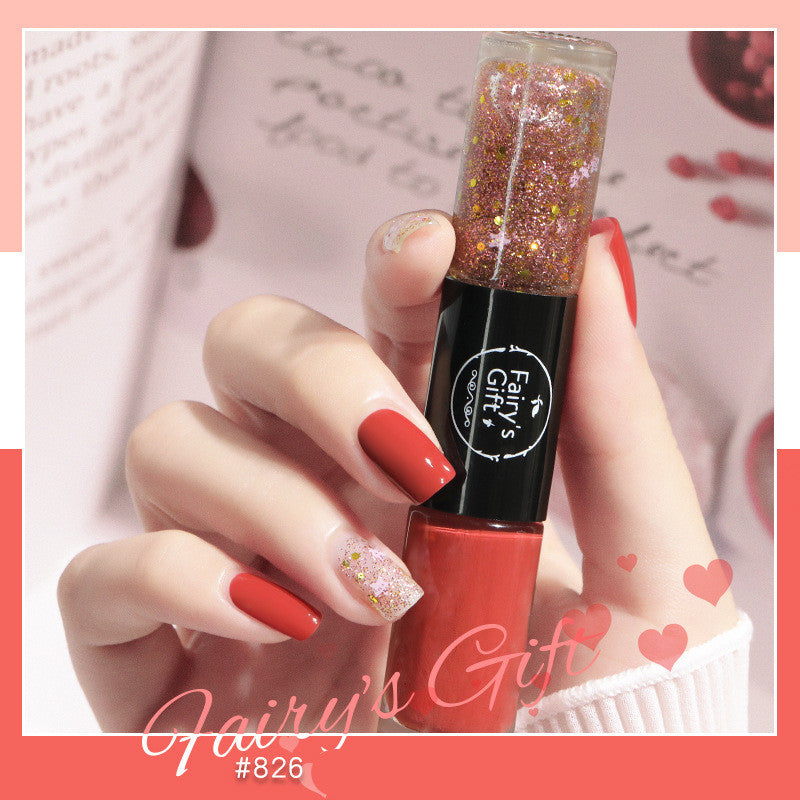 Fairy's Gifts Nail Polish Set Two-Color With Quick-Drying Sequined Nail Polish Free Baking Non-Peelable Transparent Nail Polish