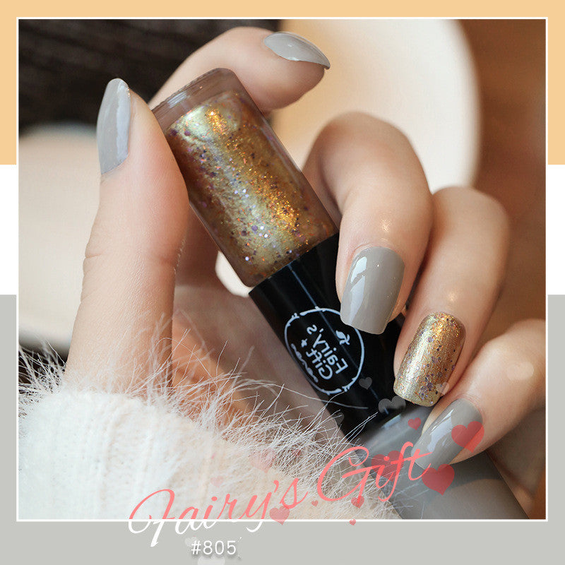 Fairy's Gifts Nail Polish Set Two-Color With Quick-Drying Sequined Nail Polish Free Baking Non-Peelable Transparent Nail Polish