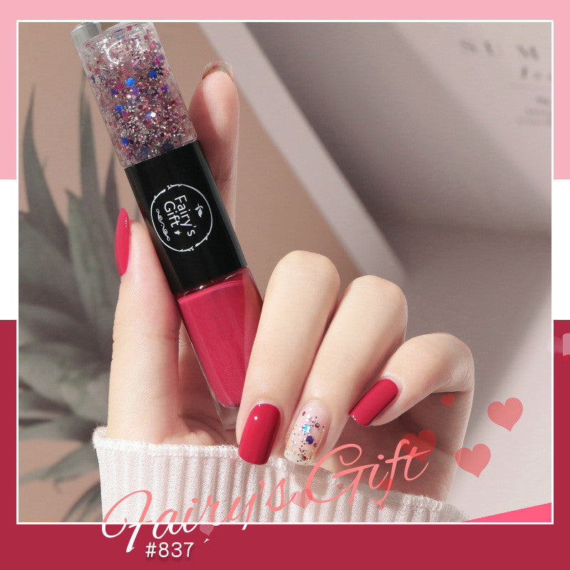 Fairy's Gifts Nail Polish Set Two-Color With Quick-Drying Sequined Nail Polish Free Baking Non-Peelable Transparent Nail Polish