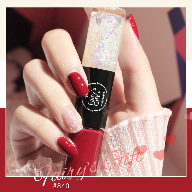 Fairy's Gifts Nail Polish Set Two-Color With Quick-Drying Sequined Nail Polish Free Baking Non-Peelable Transparent Nail Polish
