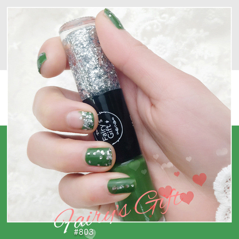 Fairy's Gifts Nail Polish Set Two-Color With Quick-Drying Sequined Nail Polish Free Baking Non-Peelable Transparent Nail Polish
