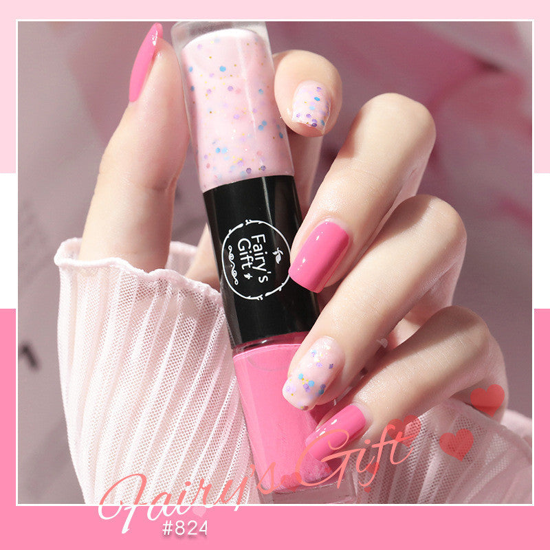 Fairy's Gifts Nail Polish Set Two-Color With Quick-Drying Sequined Nail Polish Free Baking Non-Peelable Transparent Nail Polish