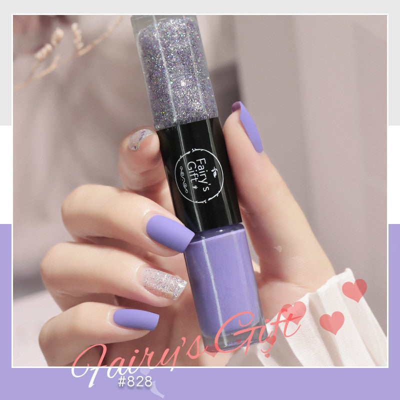 Fairy's Gifts Nail Polish Set Two-Color With Quick-Drying Sequined Nail Polish Free Baking Non-Peelable Transparent Nail Polish