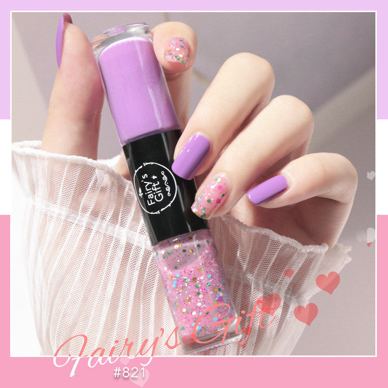 Fairy's Gifts Nail Polish Set Two-Color With Quick-Drying Sequined Nail Polish Free Baking Non-Peelable Transparent Nail Polish