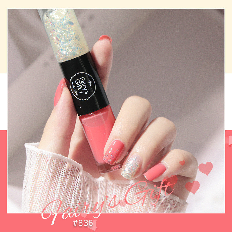 Fairy's Gifts Nail Polish Set Two-Color With Quick-Drying Sequined Nail Polish Free Baking Non-Peelable Transparent Nail Polish