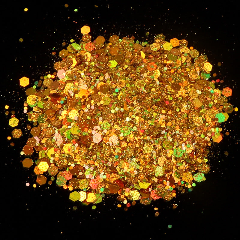 50G Mixed Hexagonal Silver Glitter Laser Sequins Diy Manicure Art Decoration Ten Colors Into