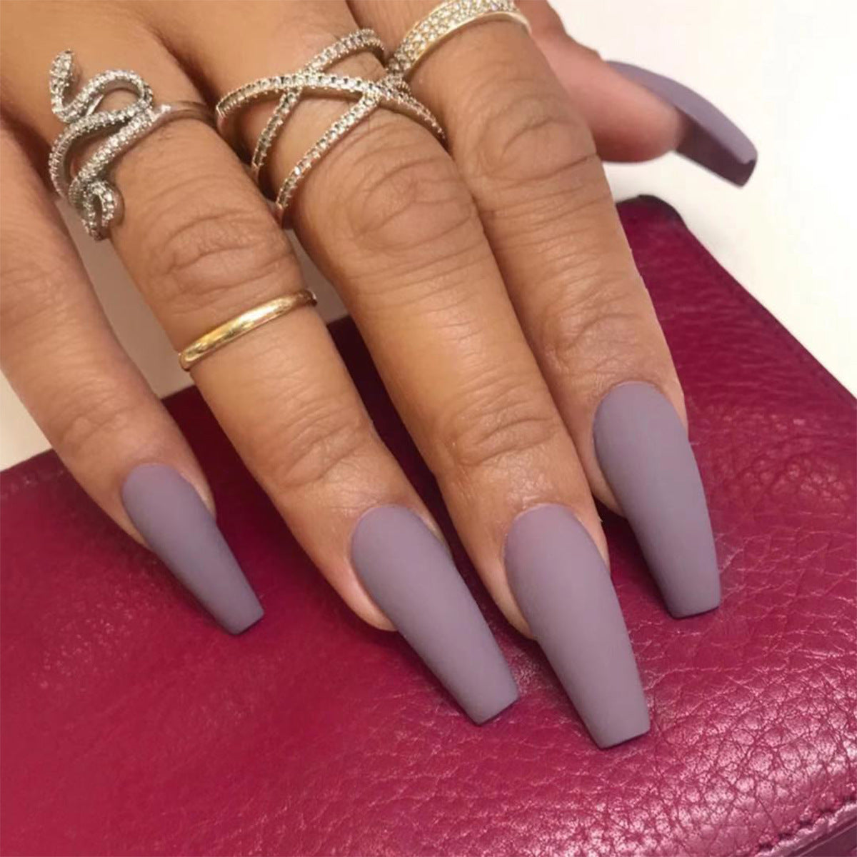 Solid Color Long Ballet Series Wearing Nail Finished Product False Nail Manicure Patch Nail Patch Waterproof Detachable