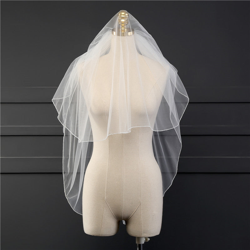 White Veil Bridal Veil Soft Mesh Belt Hair Comb Overlock Short