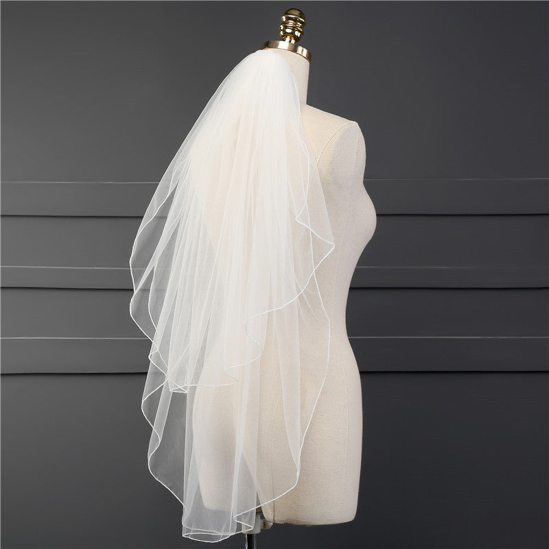 White Veil Bridal Veil Soft Mesh Belt Hair Comb Overlock Short