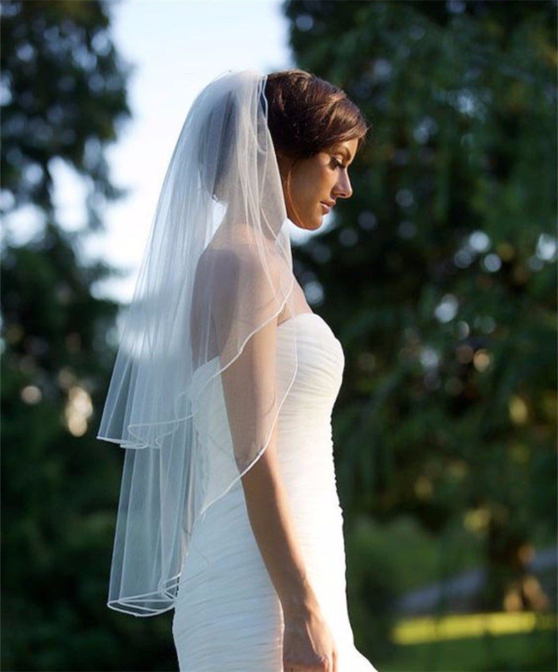 White Veil Bridal Veil Soft Mesh Belt Hair Comb Overlock Short