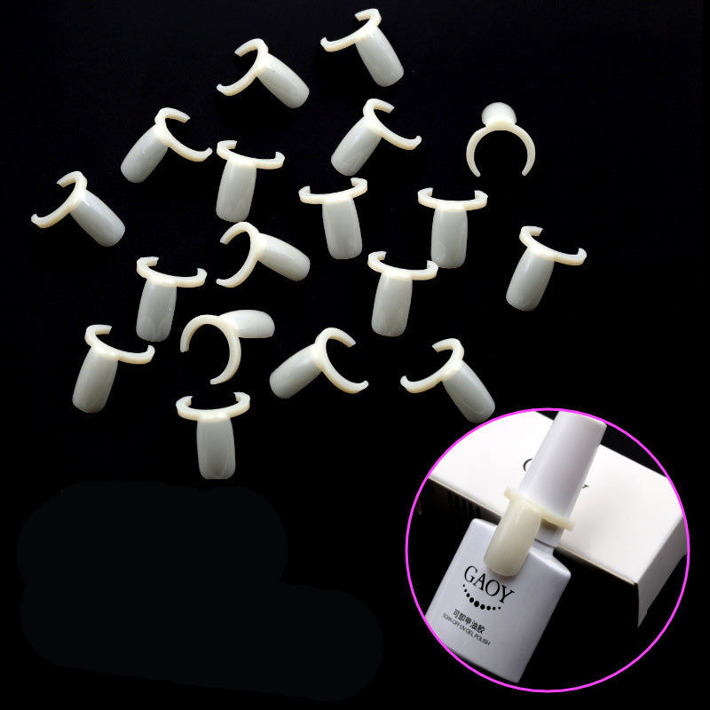 Gaoy 50 Pcs False Nail Tips Display Plastic Ring Nail Color Chart Polish Practice Ring Board DIY Tool