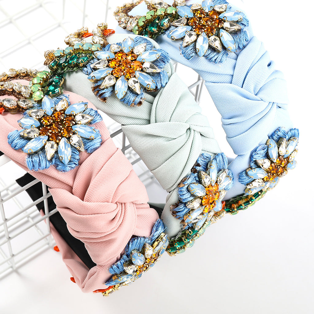 Fashion Fabric Diamond-Studded Flower Headband