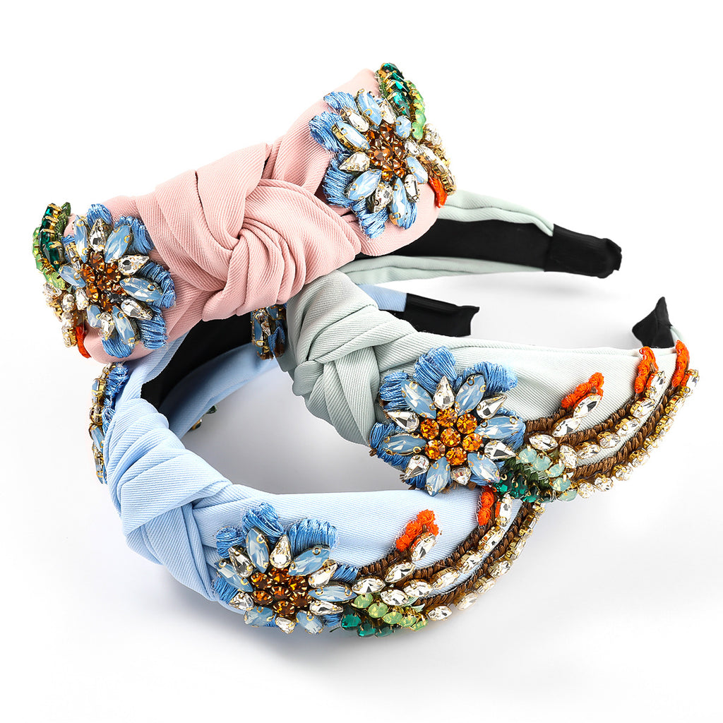 Fashion Fabric Diamond-Studded Flower Headband