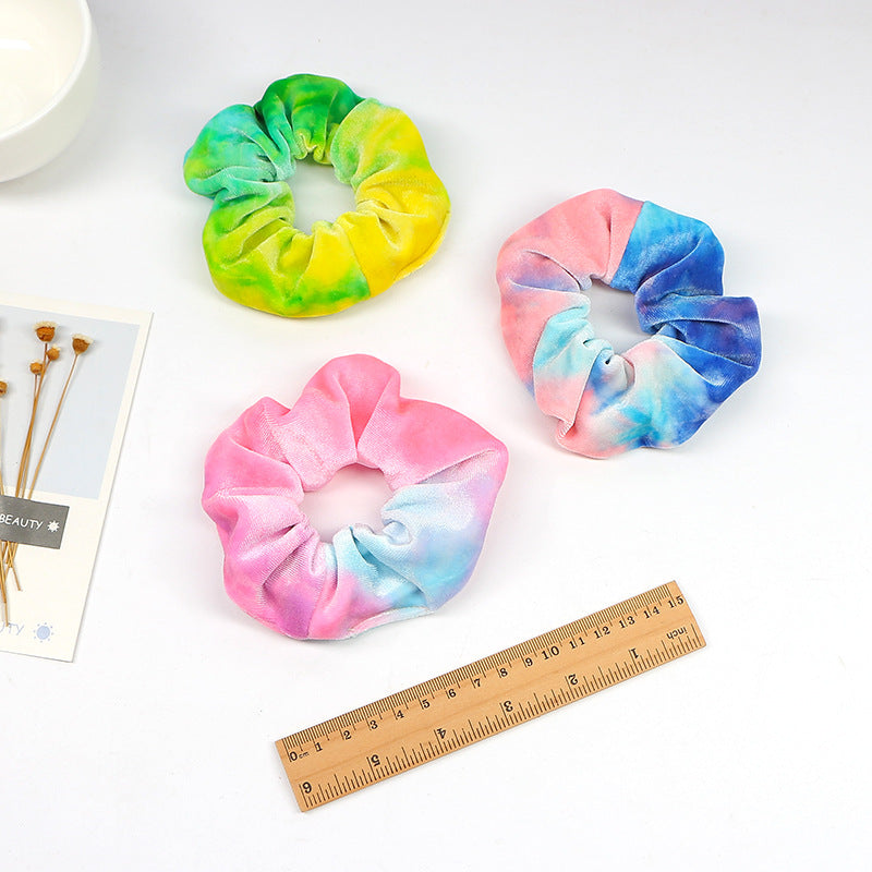 Rainbow Flannel Tie Dye Hair Tie