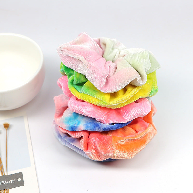 Rainbow Flannel Tie Dye Hair Tie