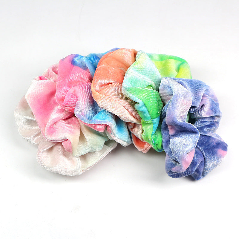 Rainbow Flannel Tie Dye Hair Tie