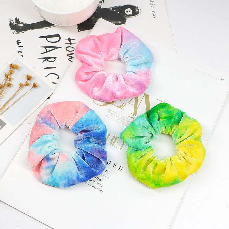 Rainbow Flannel Tie Dye Hair Tie