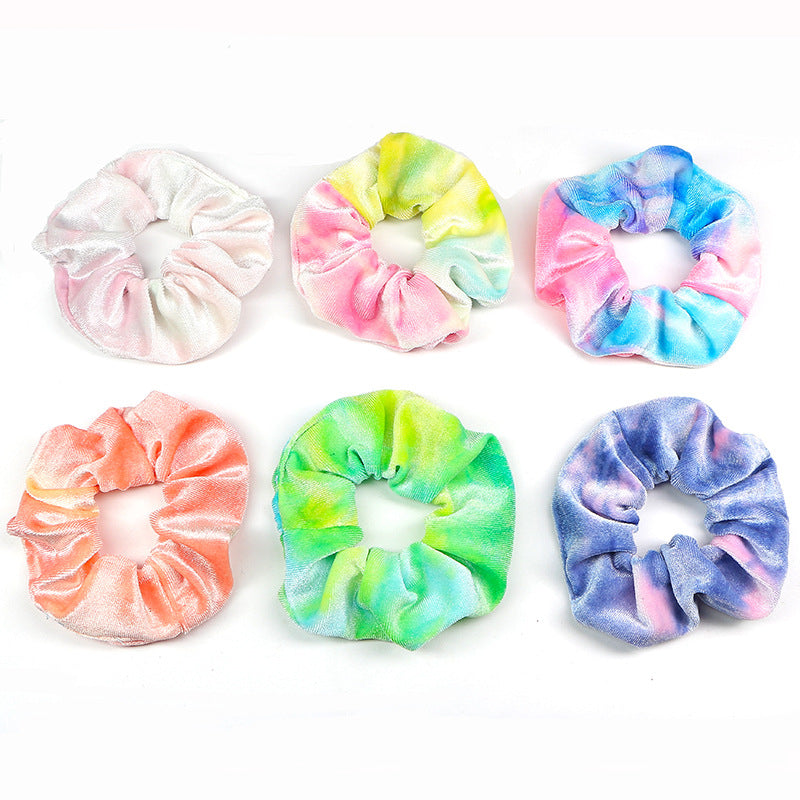 Rainbow Flannel Tie Dye Hair Tie