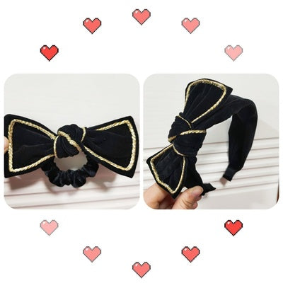 Headdress Fine Mesh Hairpin Broad Border Bow Tie Headband Lace Japan And South Korea Toothed Hairband Hair Hole Adult