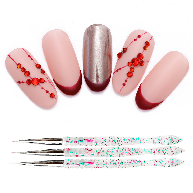 Nail Art Drawing Pen 3Pcs Set Transparent Sequined Pole 3Pcs Nail Art Tools Wholesale