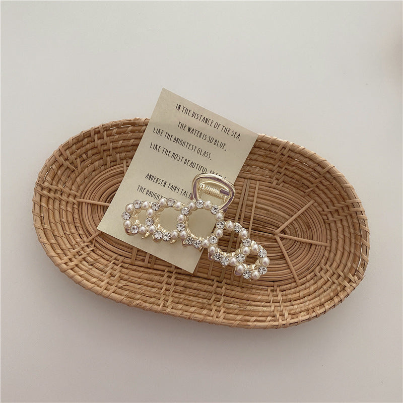Pearl Hairpin On The Back Of The Head Elegant Temperament Metal Bath Plate Hairpin