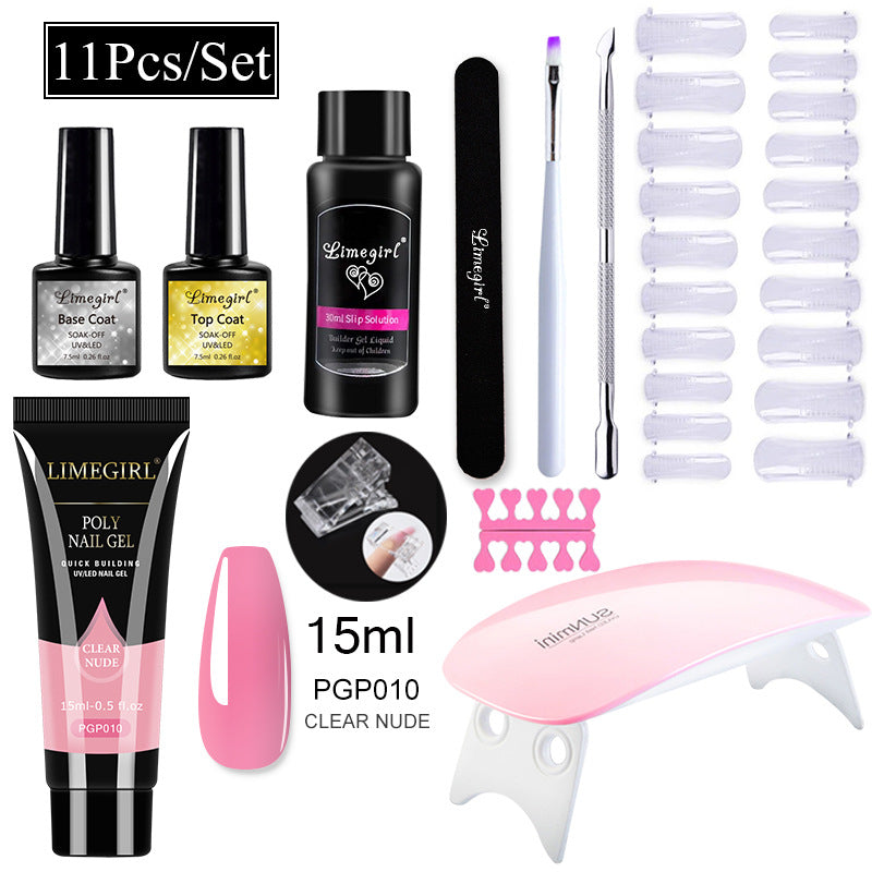 Limegirl Nail Art Set Tool Extension Gel Nail Art UV Lamp Crystal Extension Gel Set Beginner Complete
