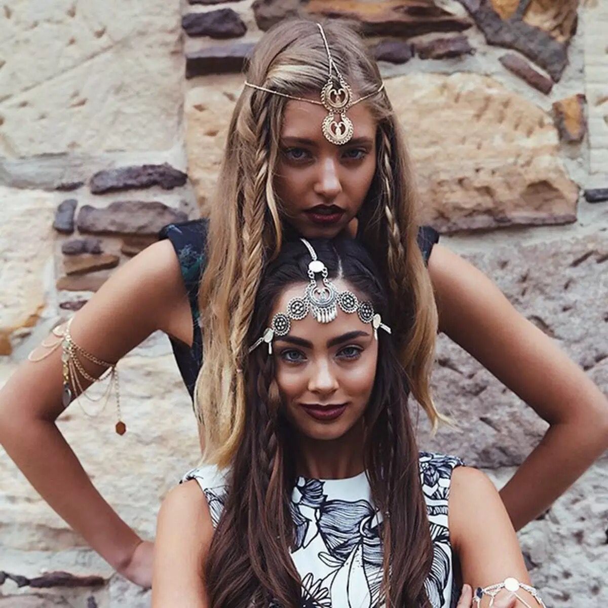Clan Style Carved Water Drop Tassel Head Chain Headdress