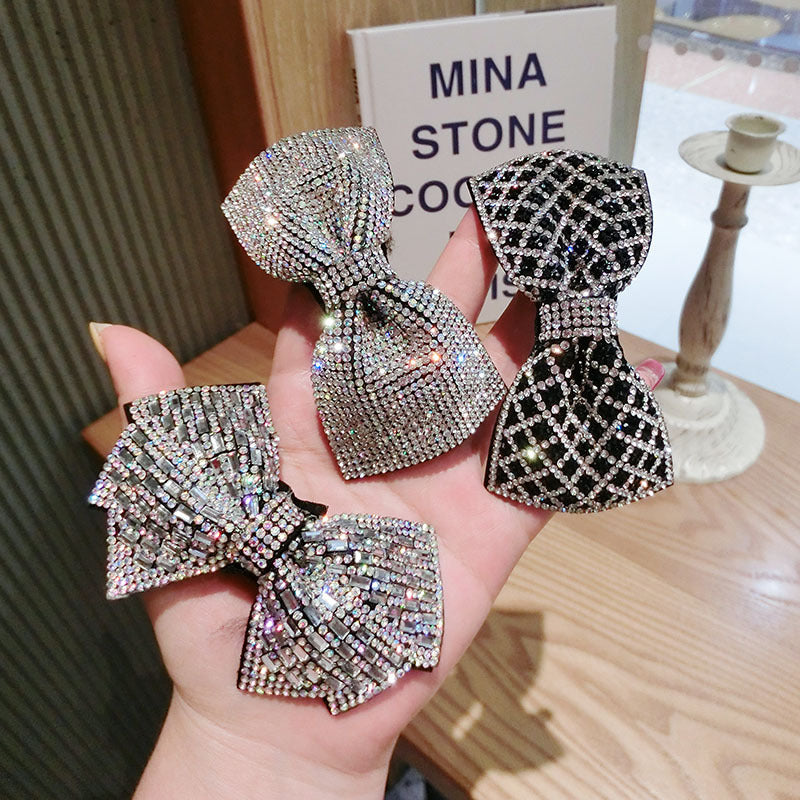 Full Diamond Bow Hairpin Hairpin Female Back Head Clip