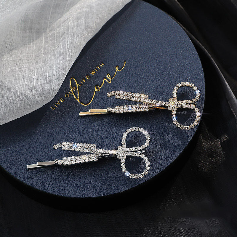 Fashion Creative Scissors Rhinestone Hairpin