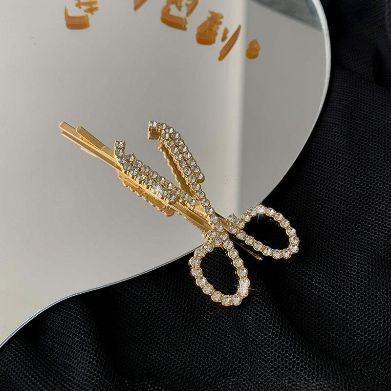 Fashion Creative Scissors Rhinestone Hairpin